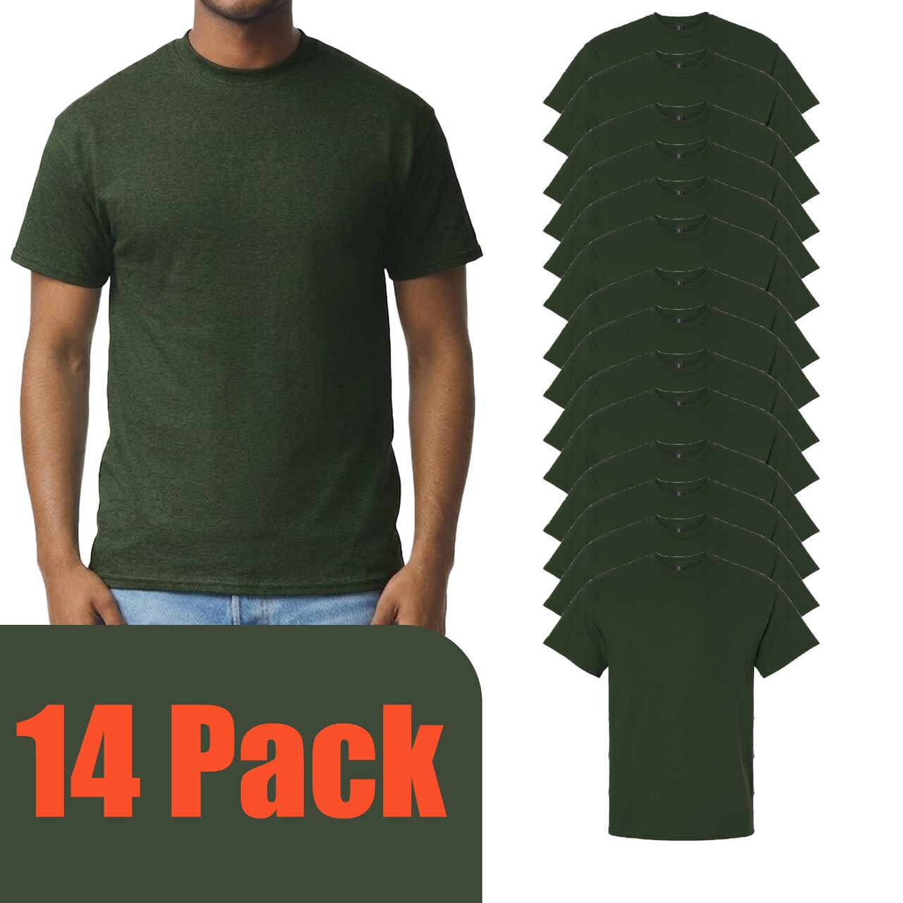 Gildan Unisex Ultra Cotton T-Shirt Craft Bundle, Forest Color Short Sleeve Blanks for DIY Printing